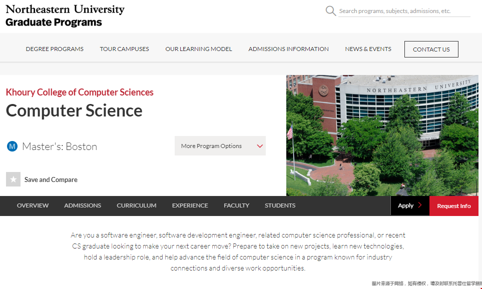 美國東北大學計算機研究生申請要求.png