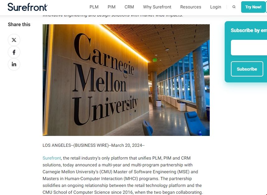 CMU軟件工程項目與零售技術平臺Surefront達成合作.png