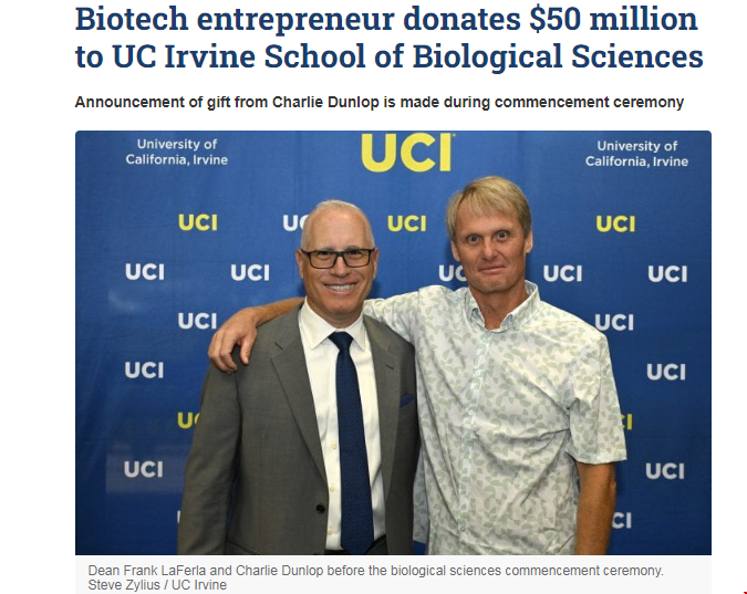 UCI生物科學(xué)學(xué)院以查理·鄧洛普命名.png UCI生物科學(xué)學(xué)院以查理·鄧洛普命名.png